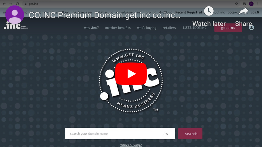 co.inc™ Premium Domain Name Featured @ get.inc as a new .INC Registration !